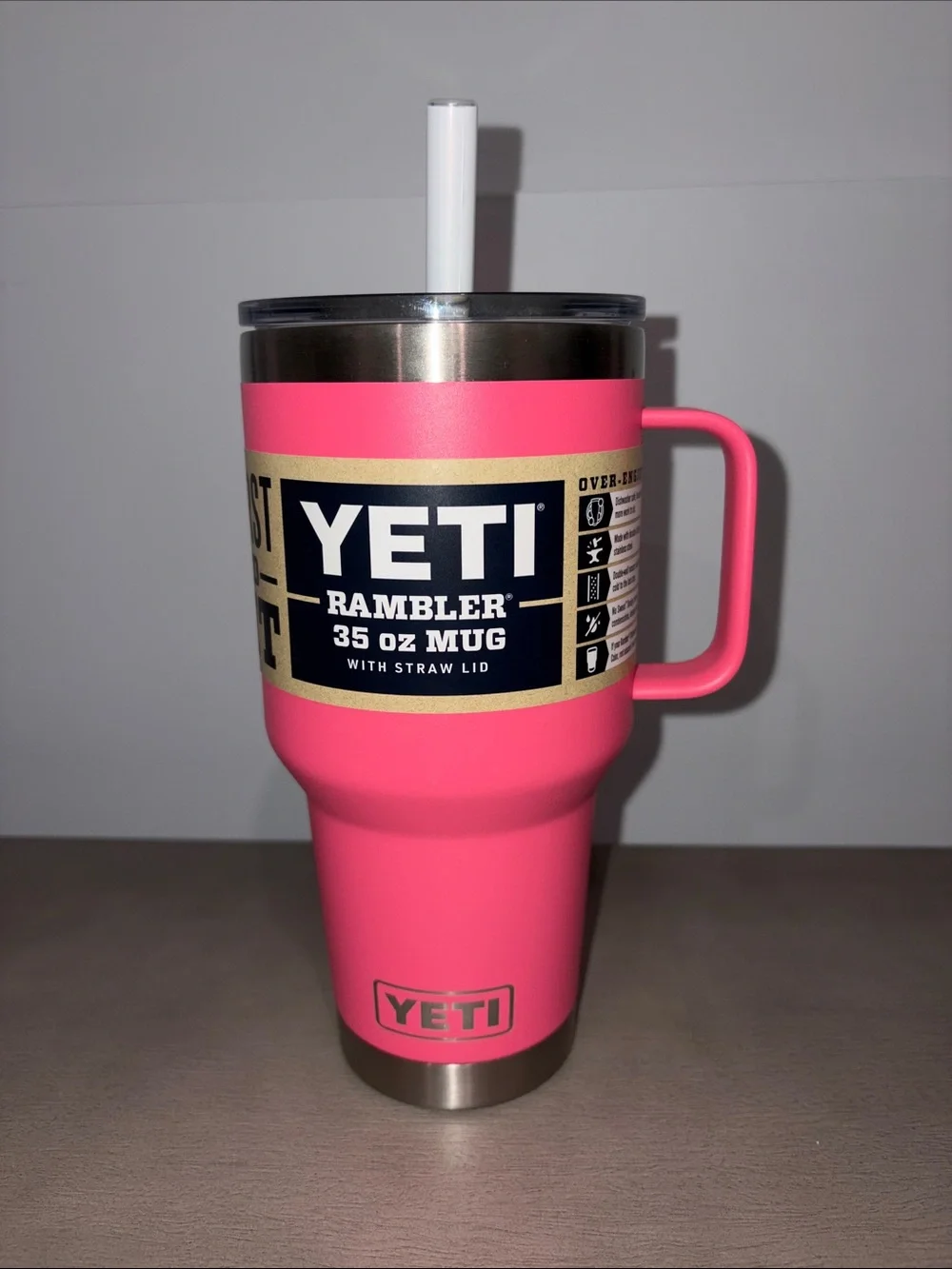 Yeti | Dining | Yeti Rambler 35 Oz Mug In Bright Pink With Straw 